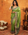 Emerald Green Banarasi Silk Saree with Intricate Zari Border & Rich Woven Pallu | Designer Festive & Wedding Wear Saree