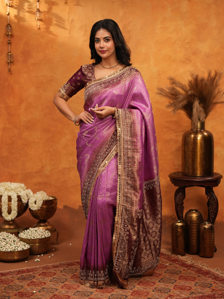 Royal Magenta Banarasi Silk Saree with Rich Zari Border & Traditional Woven Pallu | Designer Wedding & Festive Wear Saree