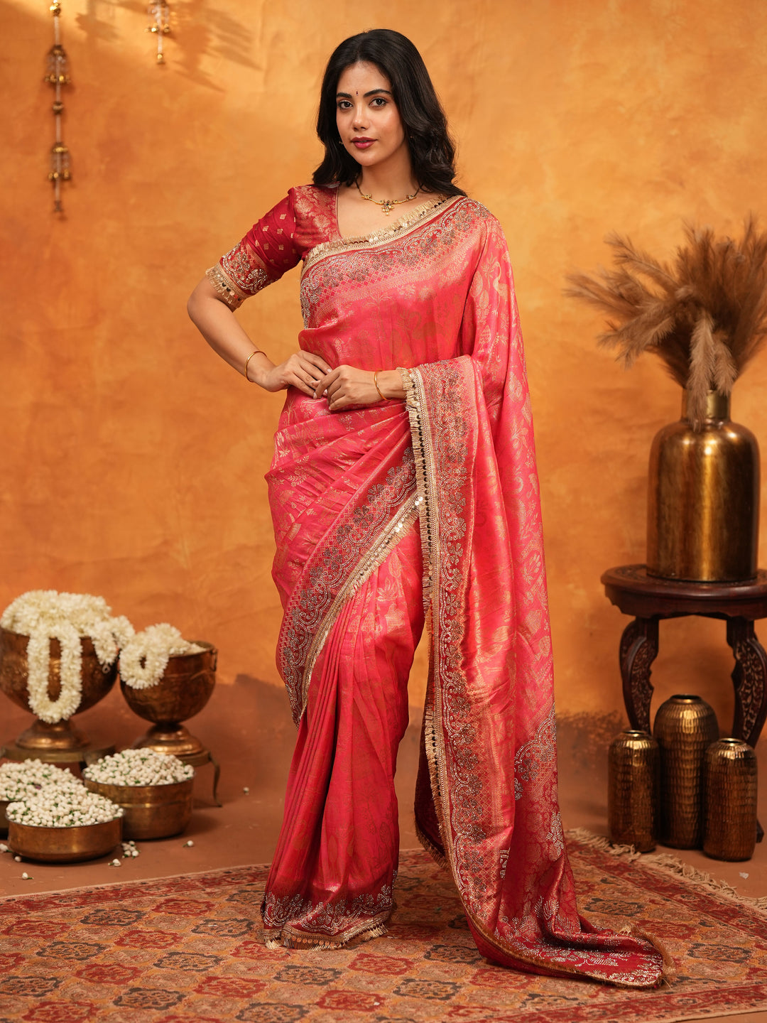 Royal Red Banarasi Silk Saree with Intricate Zari Border & Grand Woven Pallu | Designer Wedding & Festive Wear Saree