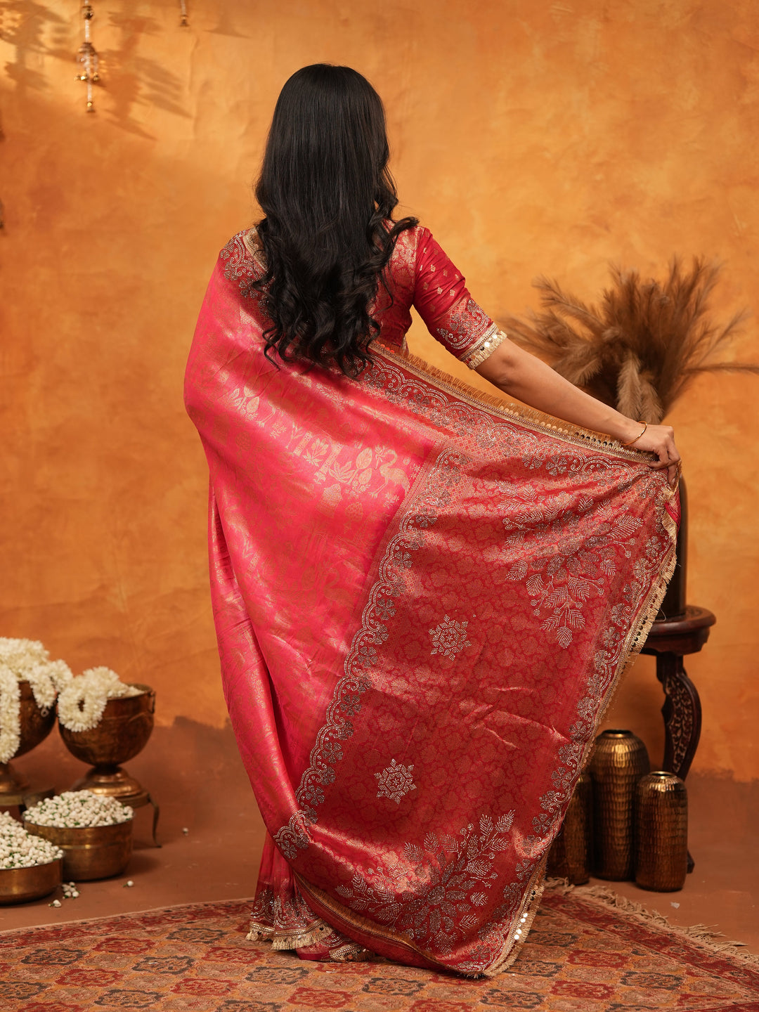 Royal Red Banarasi Silk Saree with Intricate Zari Border & Grand Woven Pallu | Designer Wedding & Festive Wear Saree