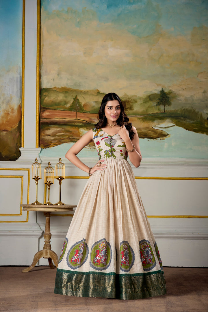 Ivory Pure Chinon Silk Embroidered Kurta Set – A Timeless Ensemble of Grace & Sophistication 🤍✨