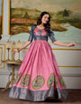 Pink Dola Silk Kalamkari Gown – A Fusion of Heritage & Modern Elegance ✨