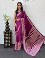 Royal Magenta Modal Silk Saree with Heritage Paisley Pallu, Ornamental Border & Traditional Ethnic Print