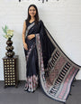 Classic Black Modal Silk Saree with Paisley Designer Pallu, Intricate Floral Border & Traditional Ethnic Print