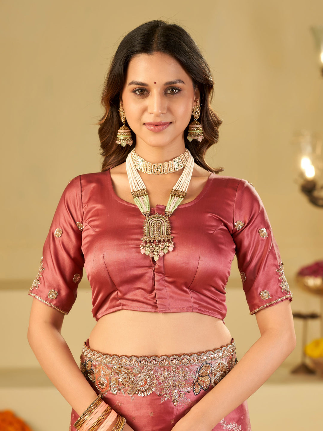 Rose Pink Banarasi Silk Saree with Heavy Embroidered Border & Rich Zari Woven Pallu | Designer Festive Wedding Saree