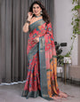 Multicolor Handloom Cotton Saree with Rajasthani Folk Dance Digital Print & Contrast Zari Border | Artistic Cultural Drape | 5.5m Saree + 0.8m Blouse