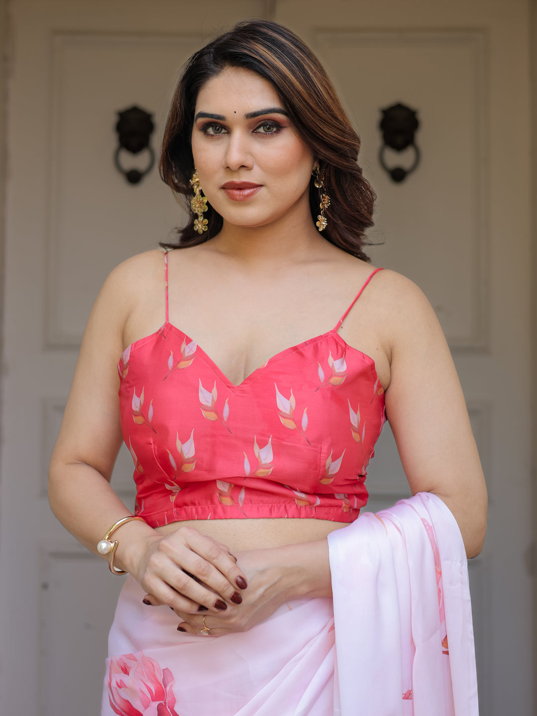 Romantic White & Red Heart Print Satin Georgette Saree with Matching Blouse – Valentine & Anniversary Special