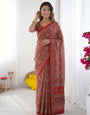 Rustic Brick Red Modal Silk Saree with Heritage Geometric Motifs, Traditional Designer Border & Artistic Pallu